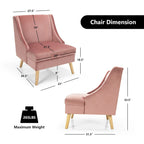 Fauteuil d'appoint Swoop avec revêtement en velours et pieds en bois d'hévéa