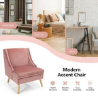 Fauteuil d'appoint Swoop avec revêtement en velours et pieds en bois d'hévéa