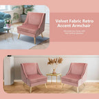 Fauteuil d'appoint Swoop avec revêtement en velours et pieds en bois d'hévéa