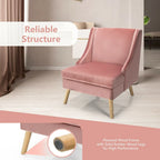 Fauteuil d'appoint Swoop avec revêtement en velours et pieds en bois d'hévéa