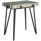 Table d'appoint en marbre avec incrustation en laiton et pieds épingle à cheveux