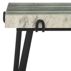 Table d'appoint en marbre avec incrustation en laiton et pieds épingle à cheveux