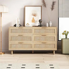Commode en rotin à 6 tiroirs avec cadre en bois