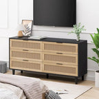 Commode en rotin à 6 tiroirs avec cadre en bois