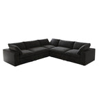 Canapé d'angle modulable en V – Revêtement en lin, coussins déhoussables
