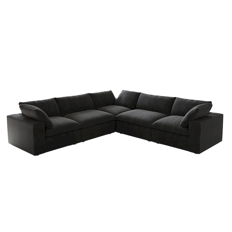 Canapé d'angle modulable en V – Revêtement en lin, coussins déhoussables