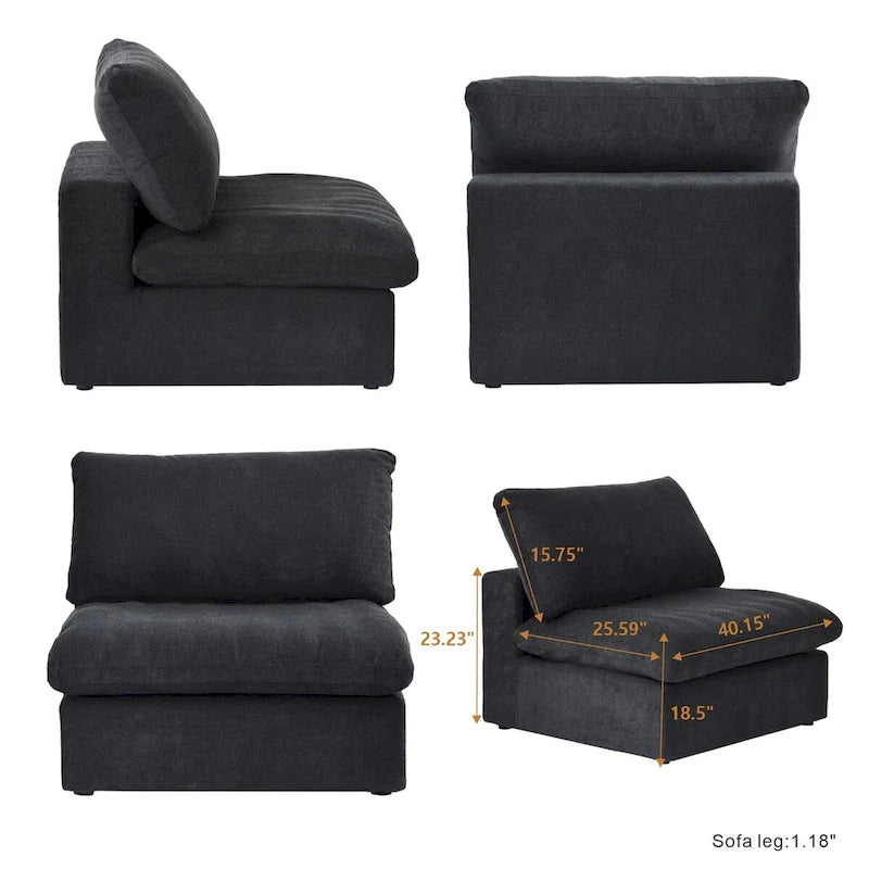 Canapé d'angle modulable en V – Revêtement en lin, coussins déhoussables