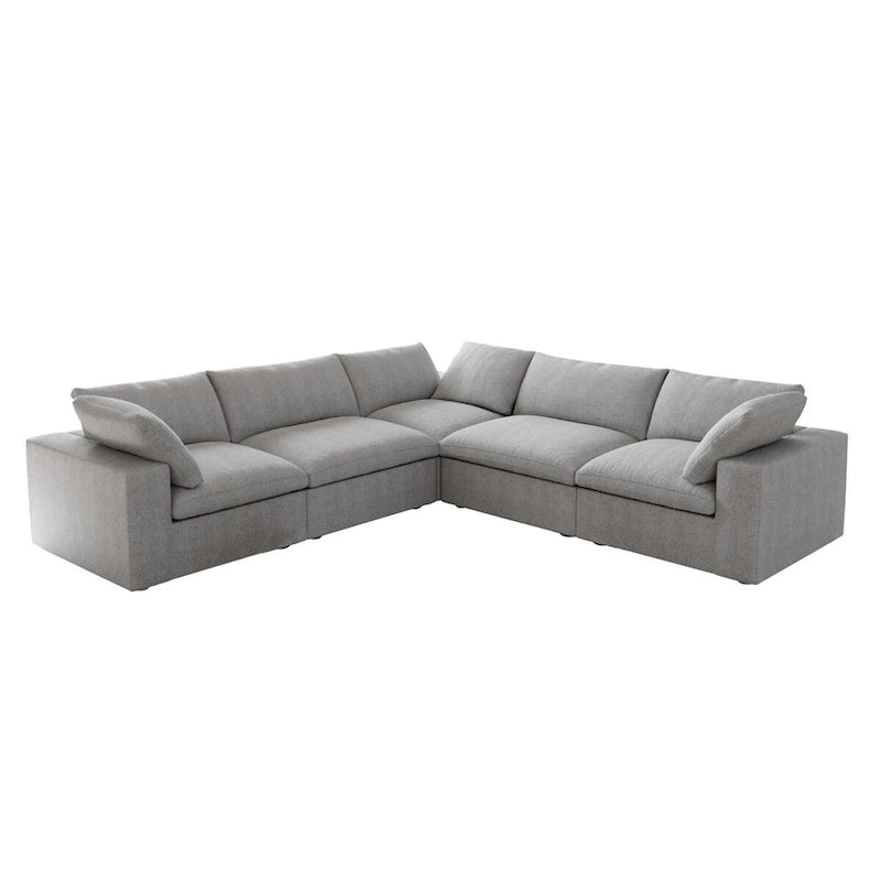 Canapé d'angle modulable en V – Revêtement en lin, coussins déhoussables
