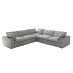 Canapé d'angle modulable en V – Revêtement en lin, coussins déhoussables