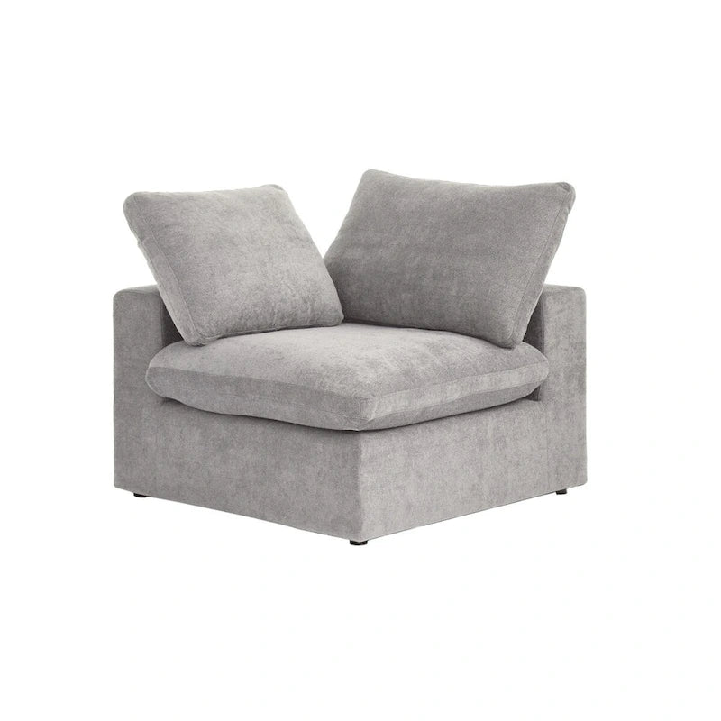 Canapé d'angle modulable en V – Revêtement en lin, coussins déhoussables