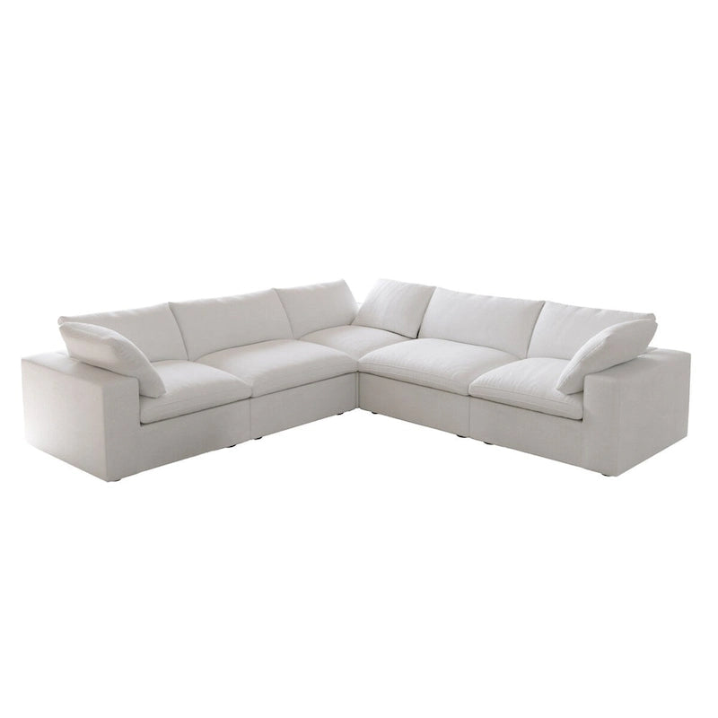 Canapé d'angle modulable en V – Revêtement en lin, coussins déhoussables