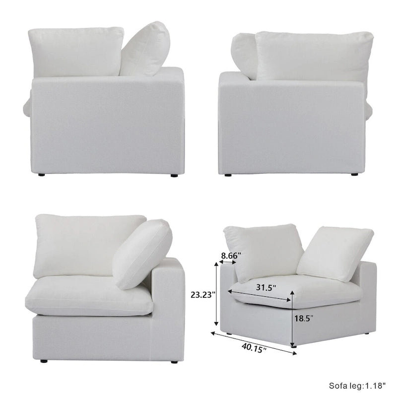 Canapé d'angle modulable en V – Revêtement en lin, coussins déhoussables