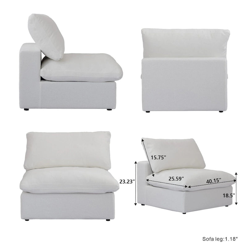 Canapé d'angle modulable en V – Revêtement en lin, coussins déhoussables