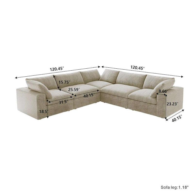 Canapé d'angle modulable en V – Revêtement en lin, coussins déhoussables