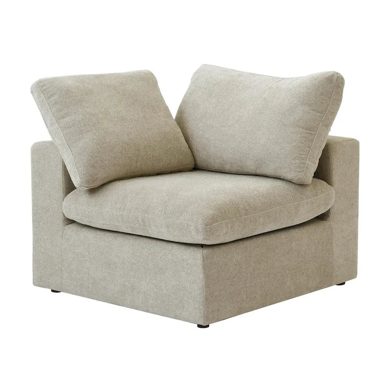 Canapé d'angle modulable en V – Revêtement en lin, coussins déhoussables