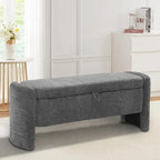 Banc de rangement en tissu chenille avec couvercle à charnière