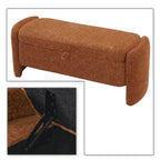 Banc de rangement en tissu chenille avec couvercle à charnière