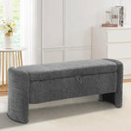 Banc de rangement en tissu chenille avec couvercle à charnière