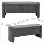 Banc de rangement en tissu chenille avec couvercle à charnière