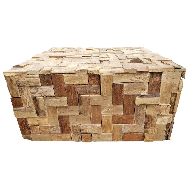 Table basse de 32 pouces en bois de teck recyclé