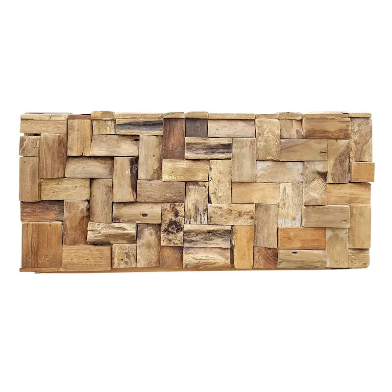 Table basse de 32 pouces en bois de teck recyclé