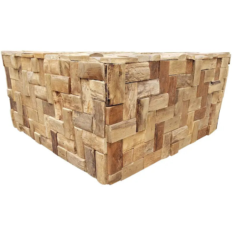 Table basse de 32 pouces en bois de teck recyclé