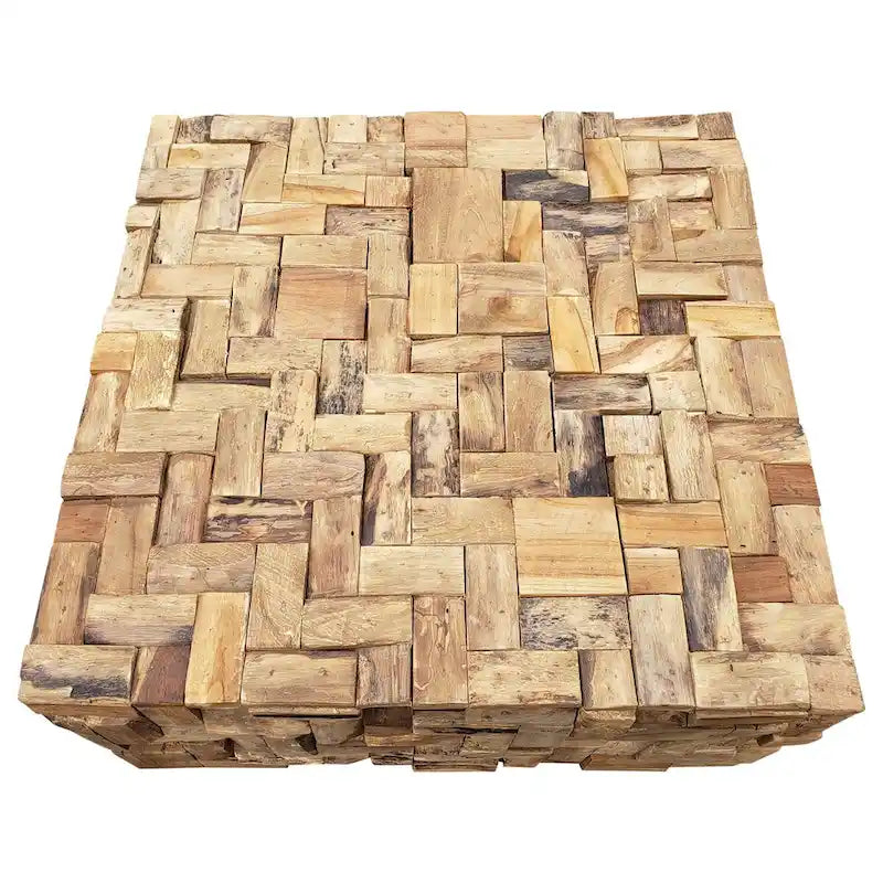 Table basse de 32 pouces en bois de teck recyclé