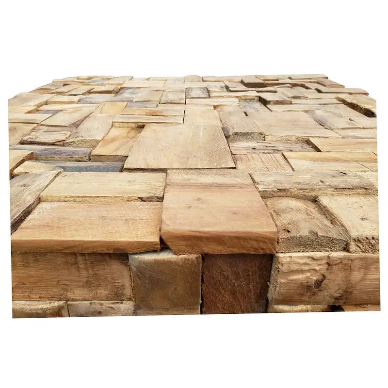 Table basse de 32 pouces en bois de teck recyclé