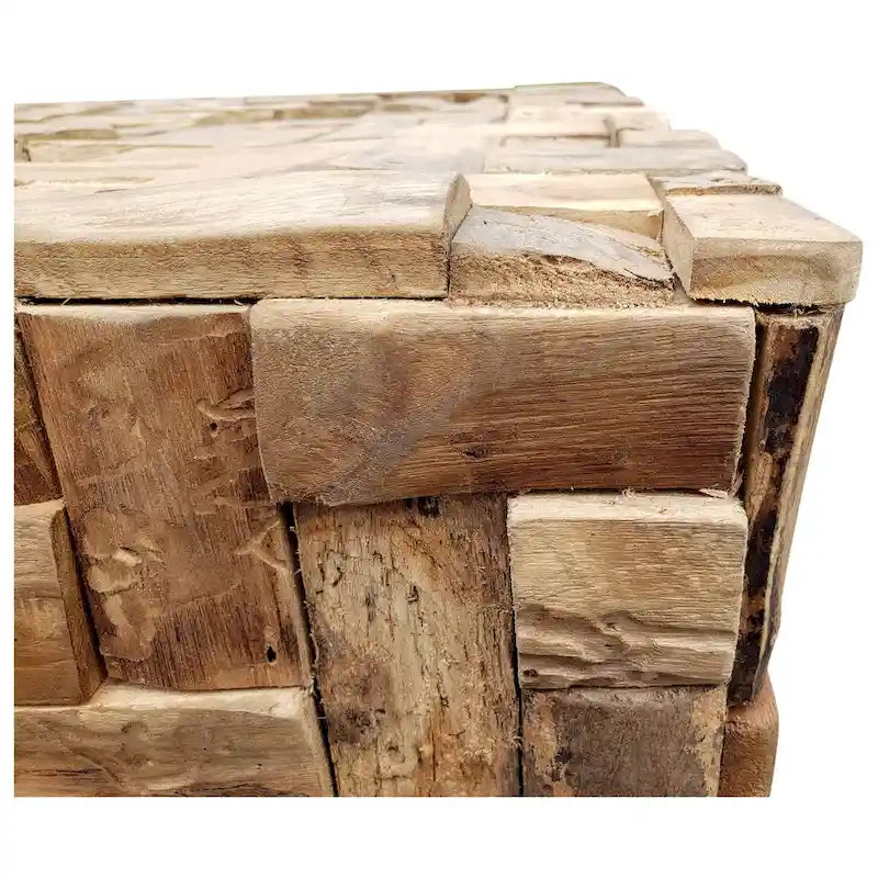 Table basse de 32 pouces en bois de teck recyclé