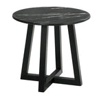 Table d'appoint noire avec plateau en faux marbre