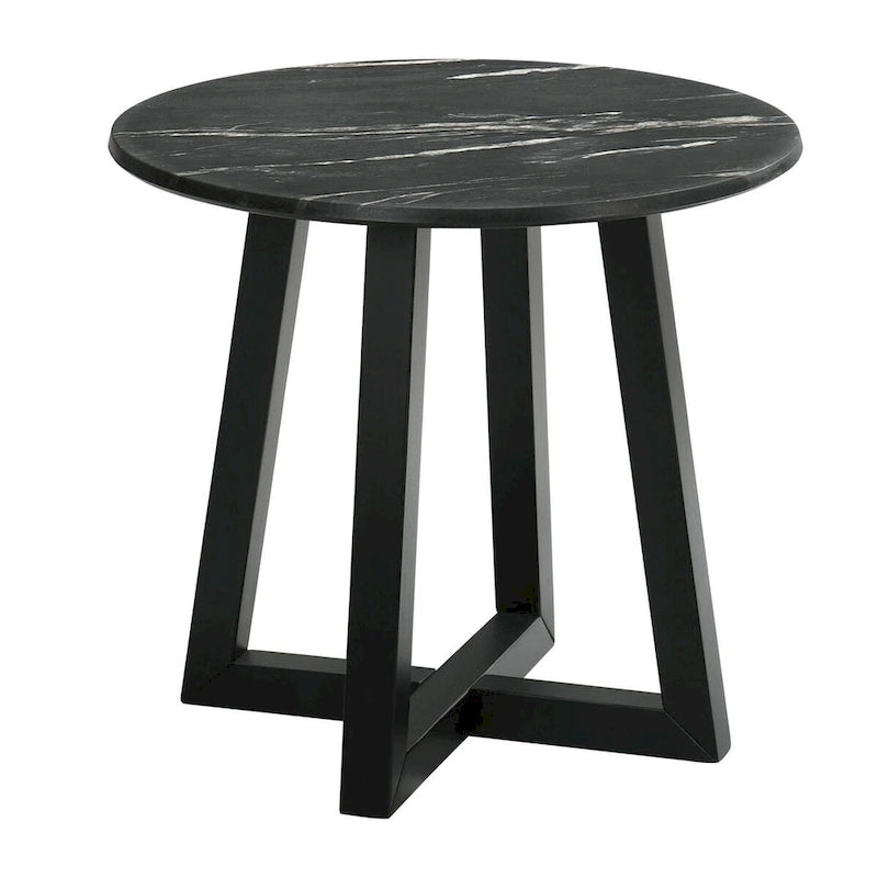 Table d'appoint noire avec plateau en faux marbre