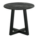 Table d'appoint noire avec plateau en faux marbre