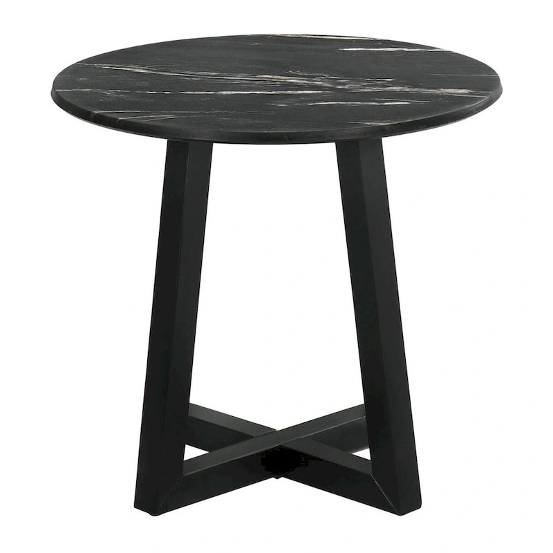 Table d'appoint noire avec plateau en faux marbre