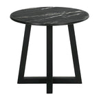 Table d'appoint noire avec plateau en faux marbre