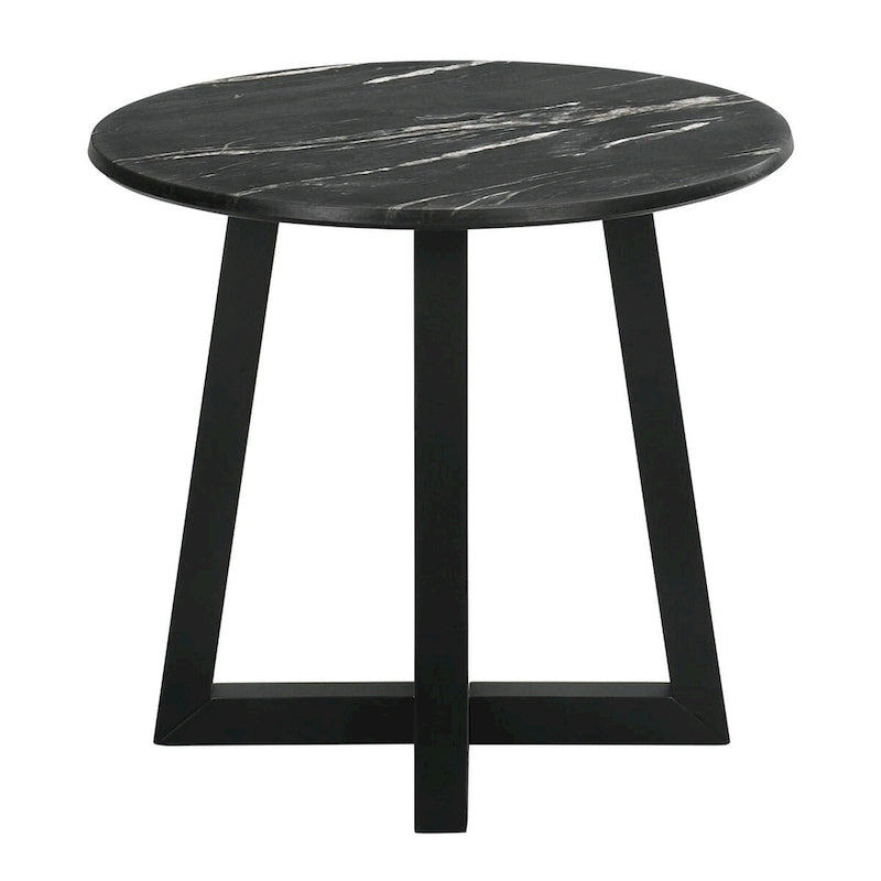 Table d'appoint noire avec plateau en faux marbre