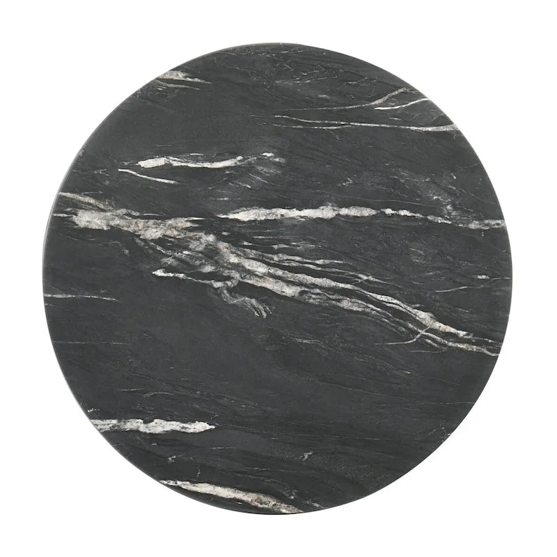 Table d'appoint noire avec plateau en faux marbre