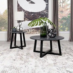 Table d'appoint noire avec plateau en faux marbre