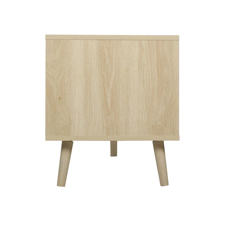 Meuble TV en rotin avec pieds en bois massif