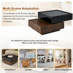 Table basse pivotante à 360° avec 2 tiroirs de rangement