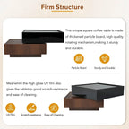 Table basse pivotante à 360° avec 2 tiroirs de rangement