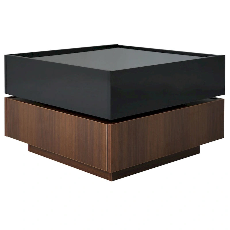 Table basse pivotante à 360° avec 2 tiroirs de rangement