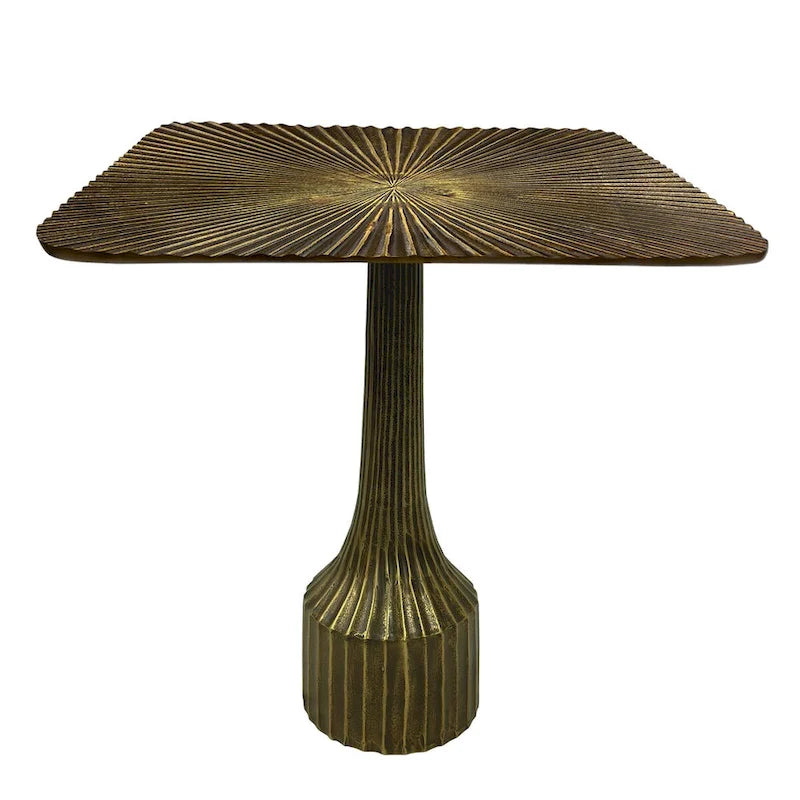 Table d'appoint — Piétement cannelé, Plateau carré, Finition laiton