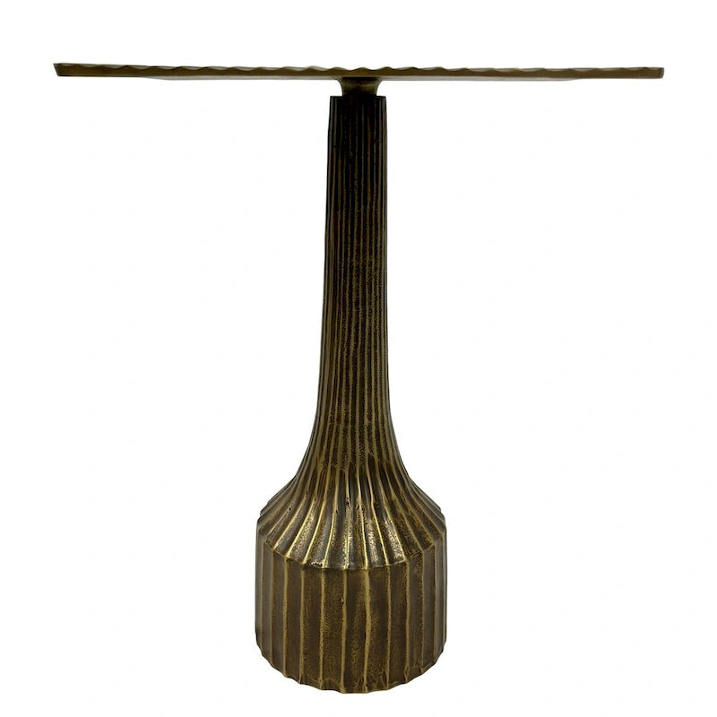 Table d'appoint — Piétement cannelé, Plateau carré, Finition laiton