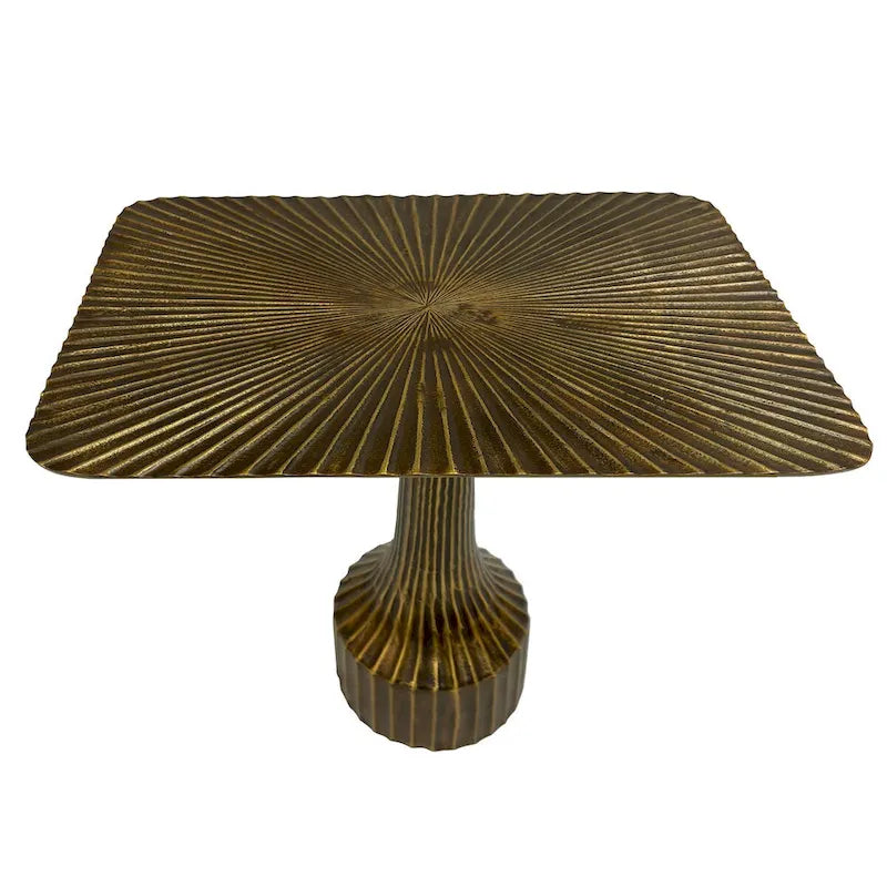 Table d'appoint — Piétement cannelé, Plateau carré, Finition laiton