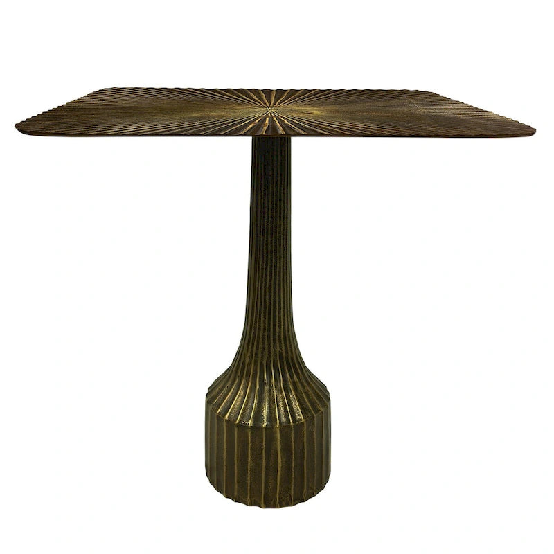 Table d'appoint — Piétement cannelé, Plateau carré, Finition laiton