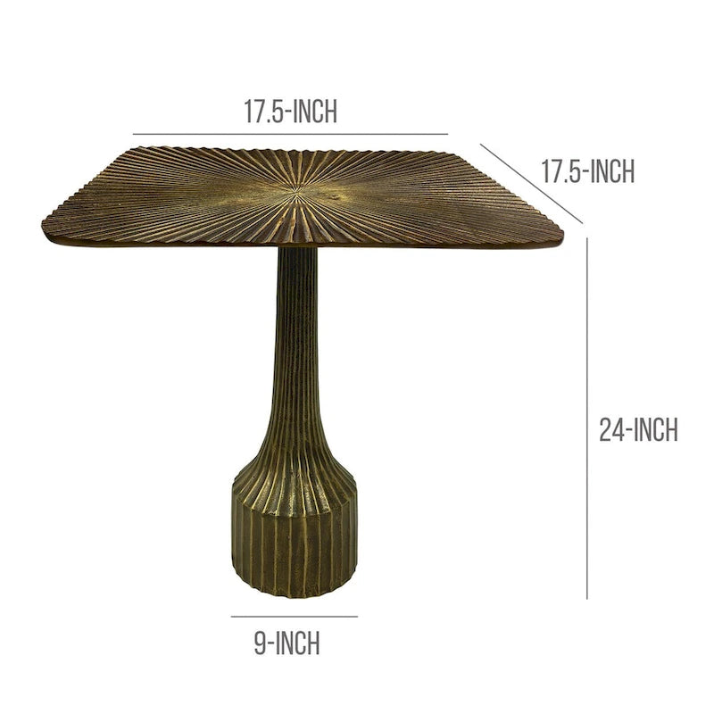 Table d'appoint — Piétement cannelé, Plateau carré, Finition laiton