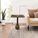 Table d'appoint — Piétement cannelé, Plateau carré, Finition laiton