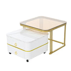 Ensemble de tables basses gigognes carrées 2-en-1 avec roulettes