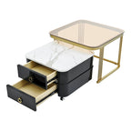 Ensemble de tables basses gigognes carrées 2-en-1 avec roulettes