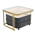 Ensemble de tables basses gigognes carrées 2-en-1 avec roulettes